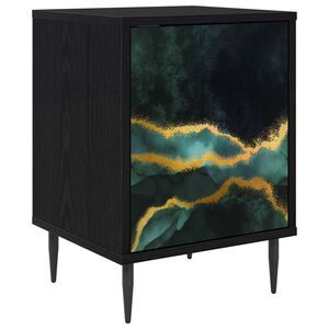 vidaXL Nachtkastje WIJHE Zwart eiken 36 x 33 x 51 cm Bewerkt hout
