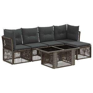 vidaXL Tuinbankenset 6 st Grijs poly rattan