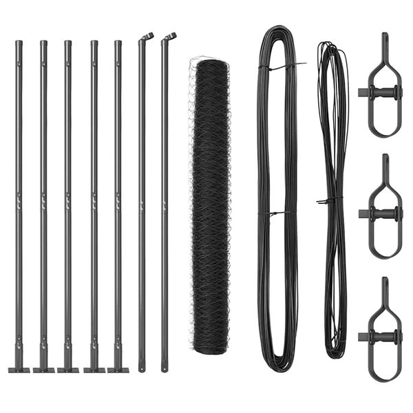 vidaXL Afrasteringspaal Grijs 10 x 1 m (36 mm gaas) Staal en PVC