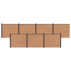 vidaXL Hekpaneel 7 pcs WPC en Aluminium Bruin