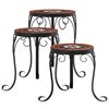 vidaXL Plantenstandaards 3 st keramiek terracottakleurig en wit
