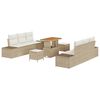 vidaXL Tuin Sofa Set met kussen 9 pcs Beige Poly riet