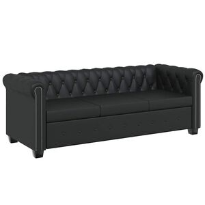 vidaXL Driezitsbank Chesterfield-stijl kunstleer zwart