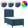 vidaXL Boxspring met matras en LED fluweel donkerblauw 80x200 cm