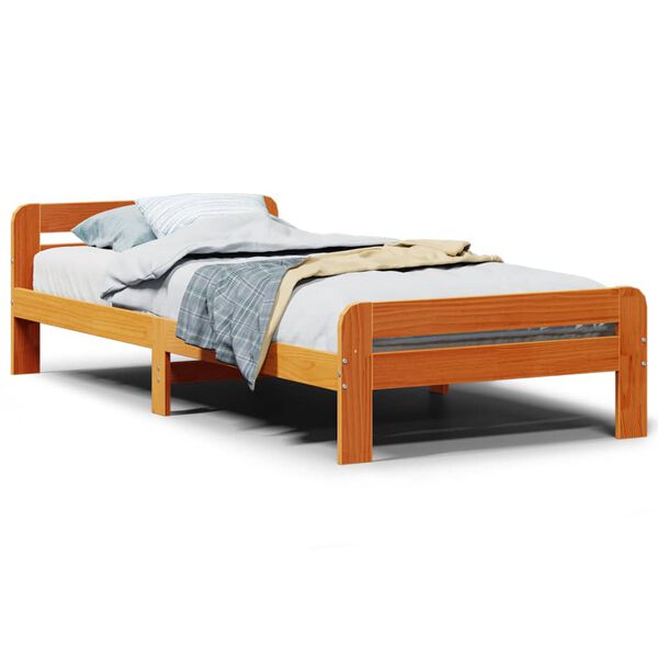 vidaXL Bedframe zonder matras massief grenenhout wasbruin 75x190 cm