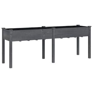 vidaXL Plantenbak met voering 203x53x76 cm massief vurenhout grijs