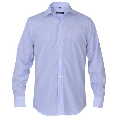 vidaXL Zakelijk overhemd heren wit en lichtblauw gestreept maat S
