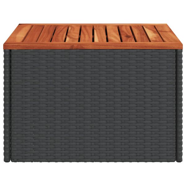 vidaXL Tuintafel zwart 55x55x37 cm poly rattan en acaciahout