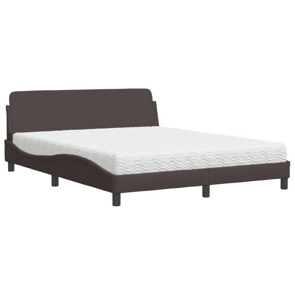 vidaXL Bed met matras "Dover" stof donkerbruin 160x200 cm