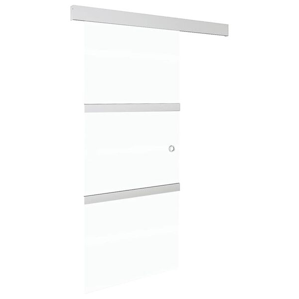 vidaXL Schuifdeur 90x212 cm ESG-glas en aluminium zilverkleurig