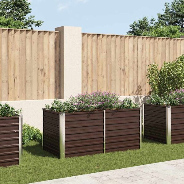 vidaXL Plantenbak verhoogd 160x80x77 cm gegalvaniseerd staal bruin
