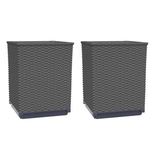 vidaXL Plantenbakken 2 st 30x30x37 cm polypropeen zwart