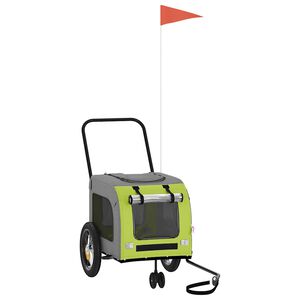 vidaXL Fietskar voor huisdieren Groen en rood 124,5 x 63,5 x 53 cm