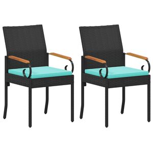 vidaXL Tuinstoelen 2 st Zwart en Turquoise Poly rattan en acacia