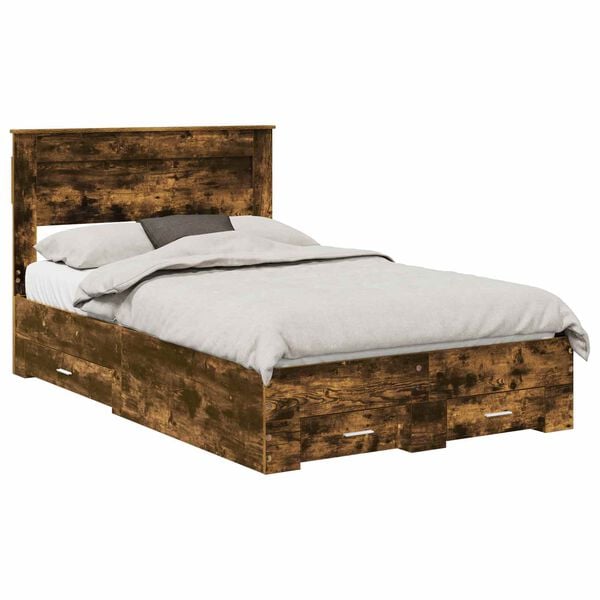 vidaXL Bedframe met lade met hoofdeinde met opslag Bewerkt hout