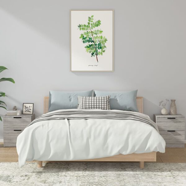 vidaXL Nachtkastjes 2 st bewerkt hout grijs sonoma eikenkleurig