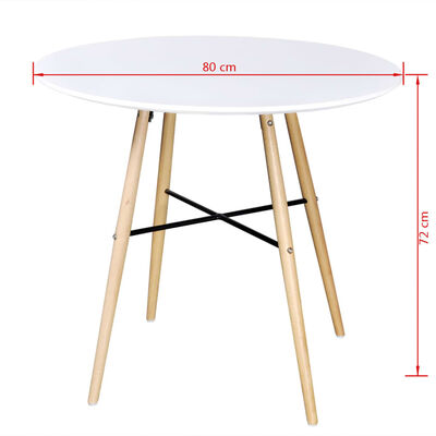 Eetkamerset met 1 ronde tafel en 2 stoelen (wit)