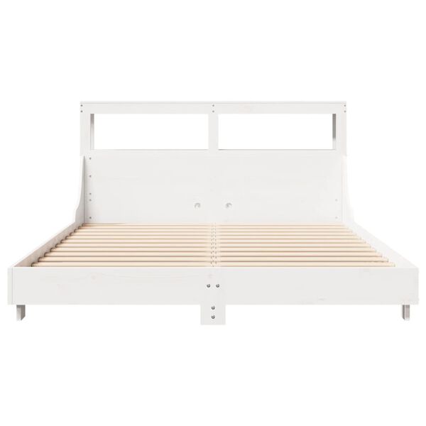 vidaXL Bedframe zonder matras massief grenenhout wit 140x200 cm