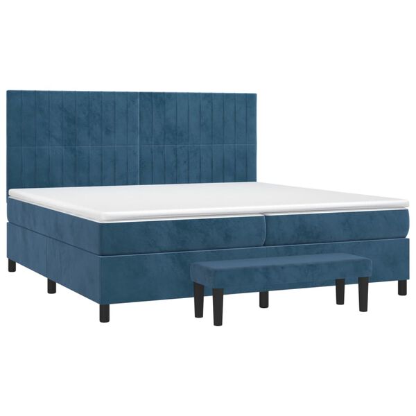 vidaXL Boxspring met matras fluweel donkerblauw 200x200 cm