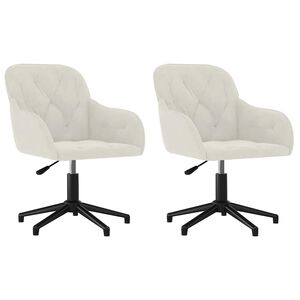 vidaXL Eetkamerstoelen draaibaar 2 st fluweel cr&egrave;mekleurig