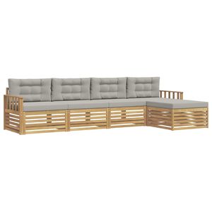 vidaXL Buiten bankenset 5 st Wit en Lichtgrijs Polyester