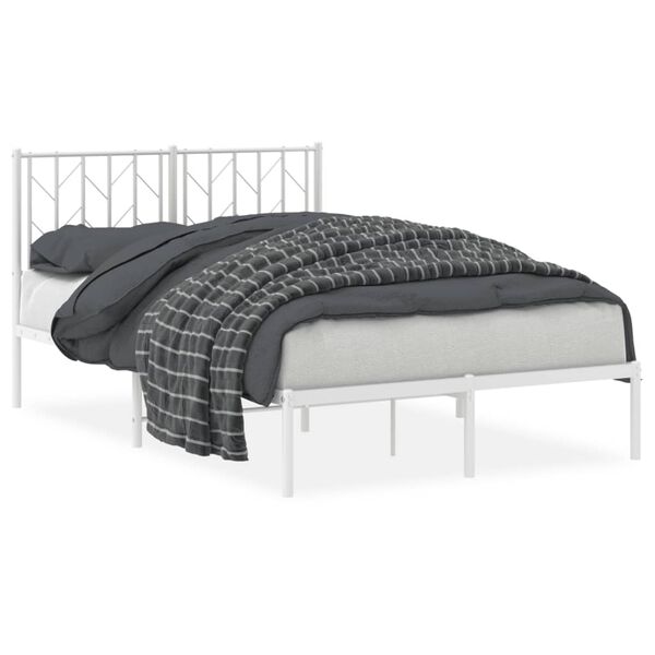 vidaXL Bedframe met hoofdbord metaal wit 120x190 cm