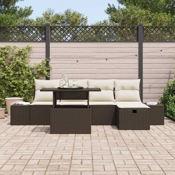 vidaXL Tuin Sofa Set 6 pcs Bruin poly rattan