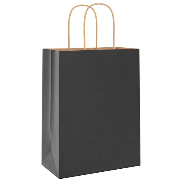 vidaXL Papieren zakjes 50 st met hengsels 21x11x28 cm zwart