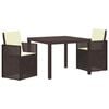 vidaXL Tuin eettafelset 3 st Bruin en cr&egrave;mekleurig PP