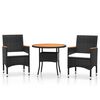 vidaXL 3-delige Tuinset poly rattan zwart
