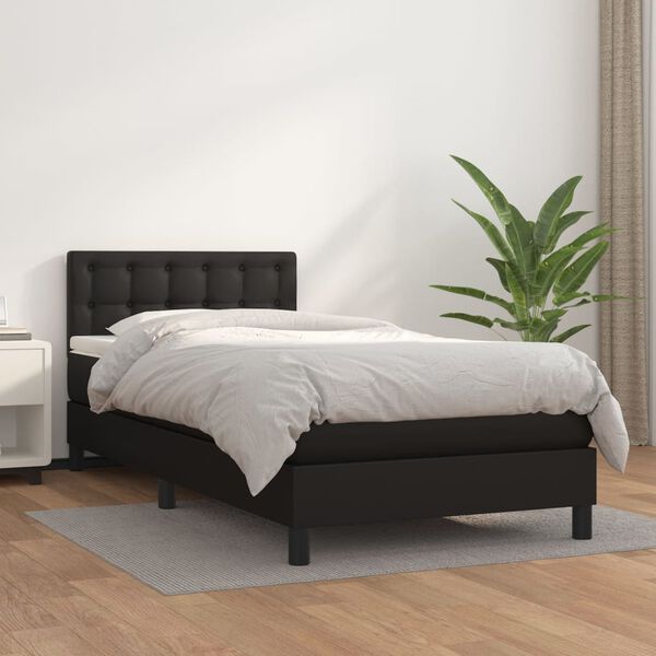 vidaXL Boxspring met matras kunstleer zwart 90x190 cm