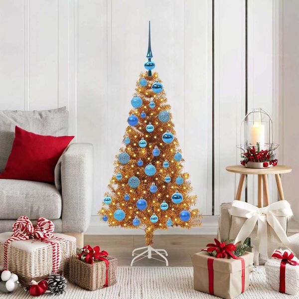 vidaXL Kerstboom met 150 LED met standaard Goud 120 cm PET
