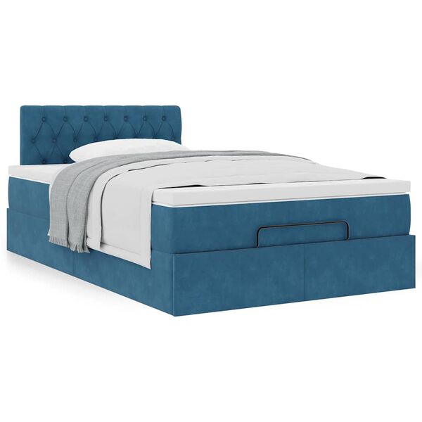 vidaXL Ottoman bed met matras 120x200cm fluweel donkerblauw