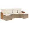 vidaXL 6-delige Loungeset met kussens poly rattan beige