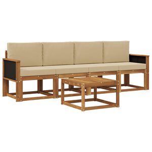 vidaXL Buiten bankenset 4 pcs Naturel Massief Acaciahout en Polyester