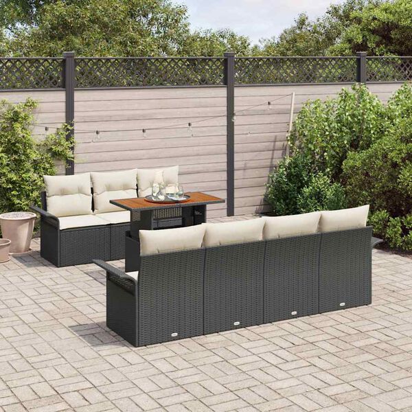 vidaXL Tuin Sofa Set met opslag 8 pcs Zwart Poly riet