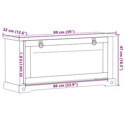 vidaXL Schoenenkast Corona 99x32x47 cm massief grenenhout