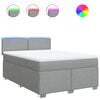 vidaXL Boxspring met matras stof lichtgrijs 160x200 cm