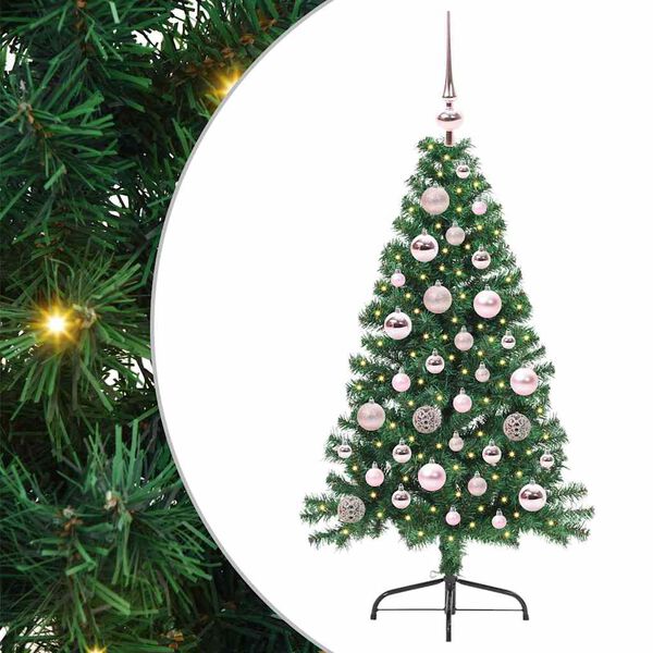 vidaXL Kunstmatig Voorverlicht Kerstboom met 150 LED Groen 120 cm PVC
