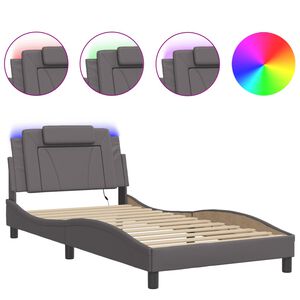 vidaXL Bedframe "Viana" met LED zonder matras grijs 100x200 cm