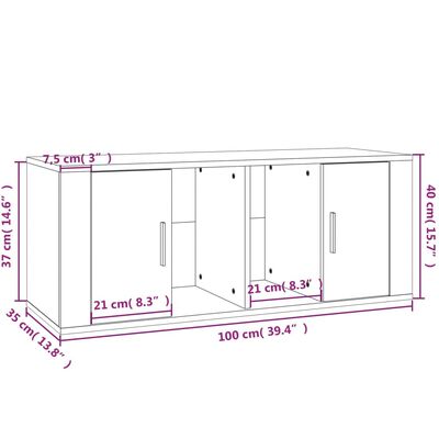 vidaXL Tv-meubel 100x35x40 cm bewerkt hout grijs sonoma eikenkleurig