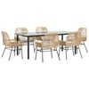 vidaXL 7-delige Tuinset met kussens poly rattan glas bruin