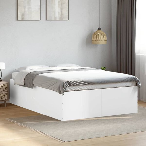 vidaXL Bedframe massief hout wit 140x190 cm