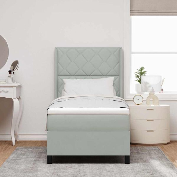 vidaXL Boxspringbed met matras met LED Lichtgrijs 100 x 200 cm Fluweel