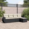 vidaXL 5-delige Loungeset met kussens poly rattan zwart