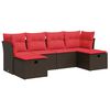 vidaXL 6-delige Loungeset met kussens poly rattan bruin