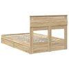 vidaXL Opslag bed met lade Sonoma Eiken 135 x 190 cm Bewerkt hout