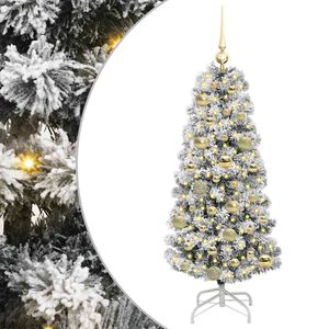 vidaXL Kunstmatige Inklapbare Kerstboom Groen en Wit 120 cm