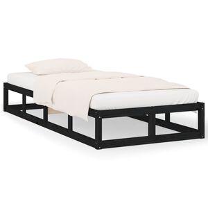vidaXL Bedframe massief hout zwart 90x200 cm