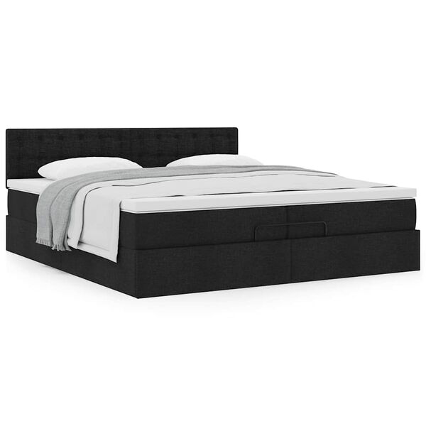 vidaXL Ottoman bed met matras 200x200 cm stof zwart